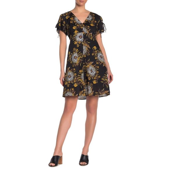 Madewell Flutter Sleeve Dress in Painted Blooms 00